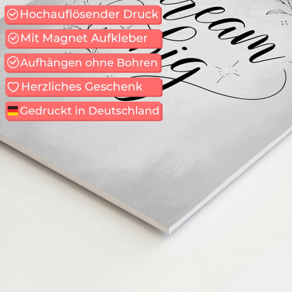 Sprüche Poster Magentisch Dream Big personalisiert