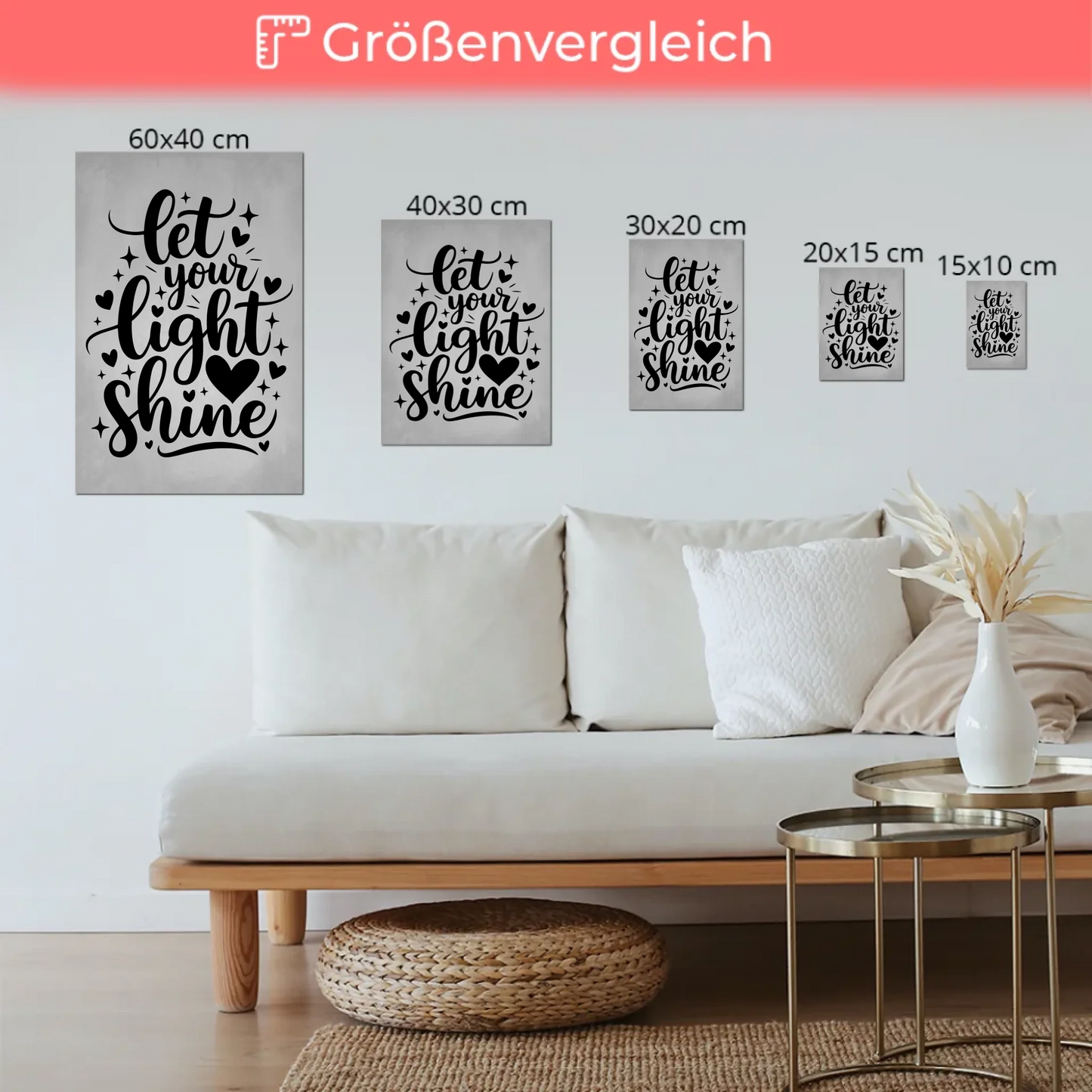 Magnet Poster mit Spruch Let your light shine Geschenk