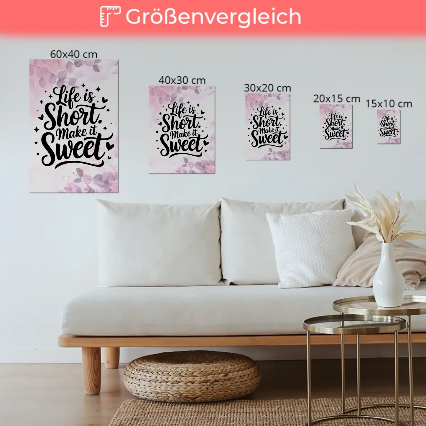 Sprüche Poster Magentisch Life is Short Make it Sweet