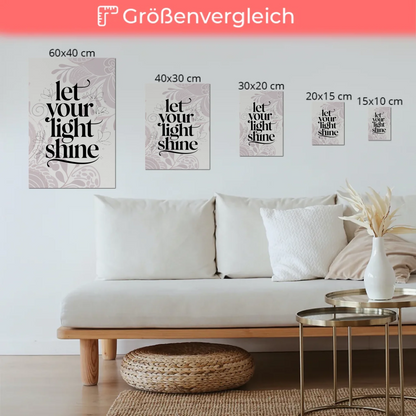 Spruch Fotoboard Magnet Wandbild Let Your Light Shine