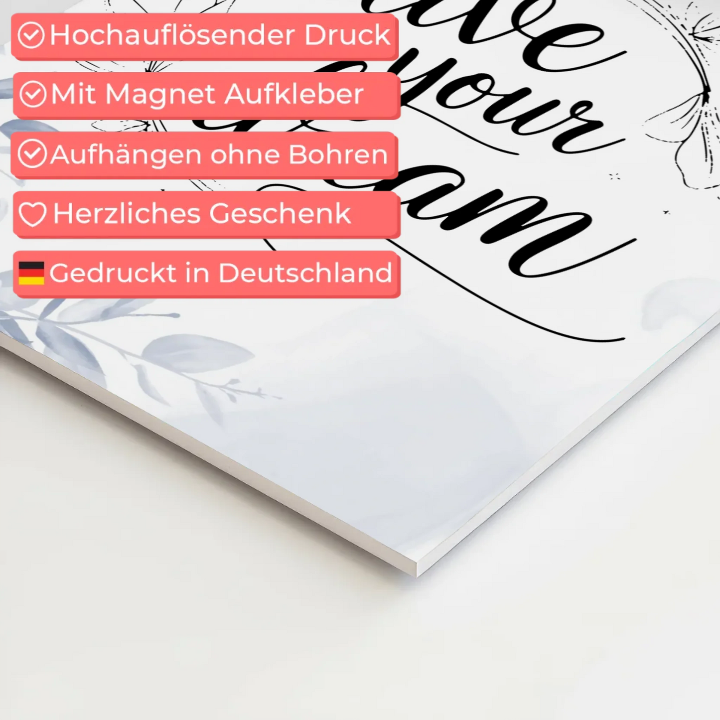 Sprüche Poster Magentisch - Live Your Dream Geschenk