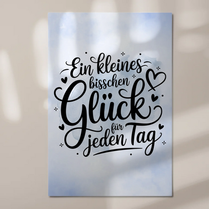 Spruch Fotoboard Magnet Wandbild - Glück für jeden Tag
