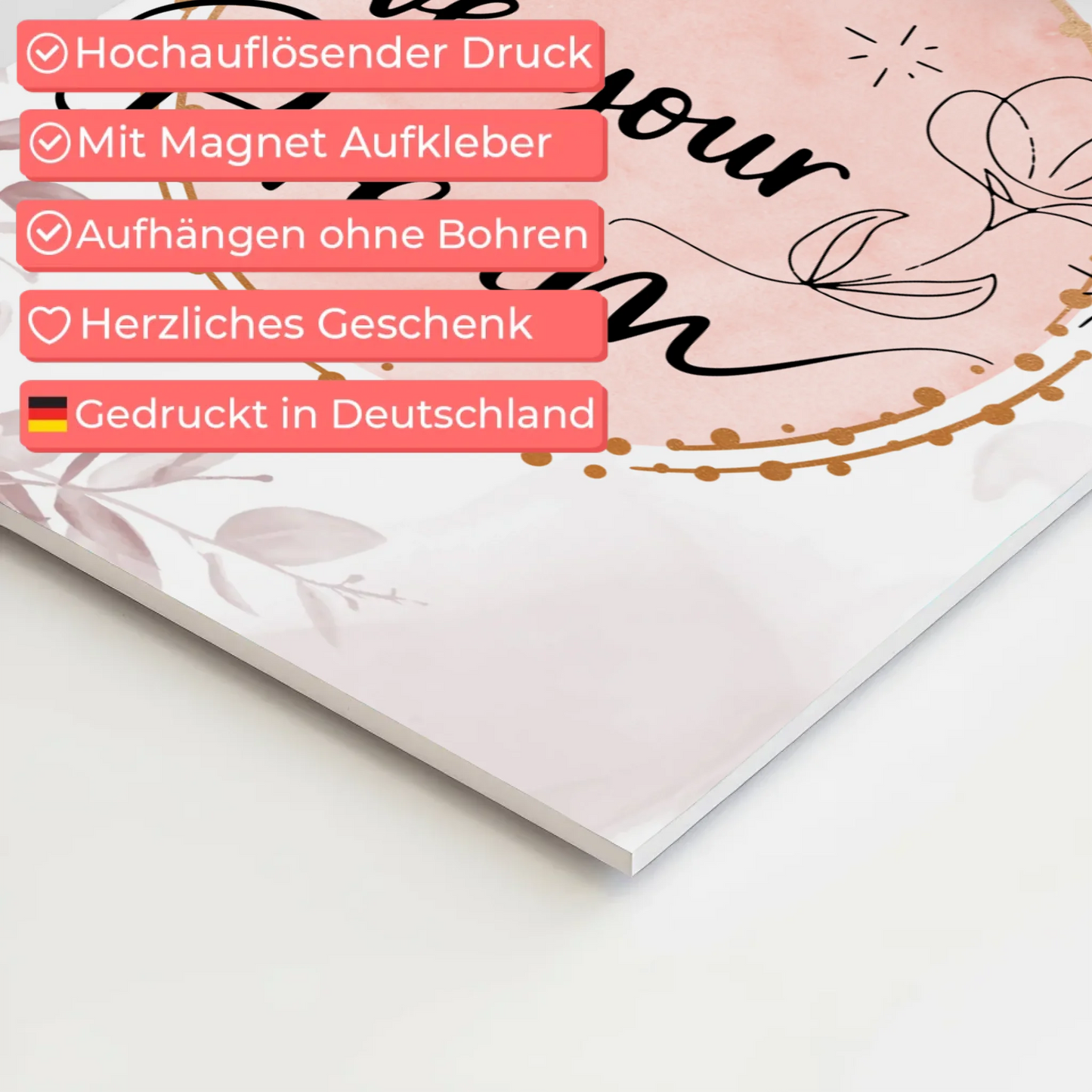 Magnet Poster mit Spruch Live your dream personalisiert Fotoboard