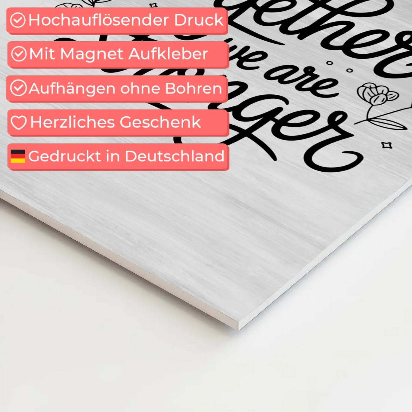 Spruch Fotoboard Magnet Wandbild Together We Are Stronger