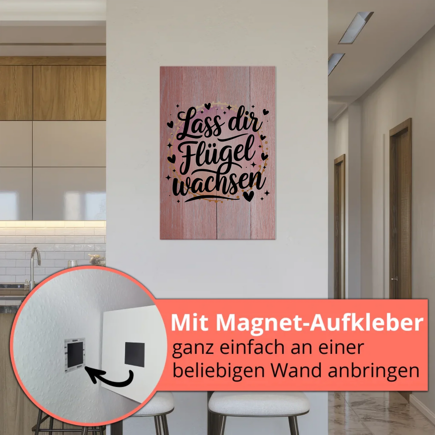 Spruch Fotoboard Magnet Wandbild Lass dir Flügel wachsen
