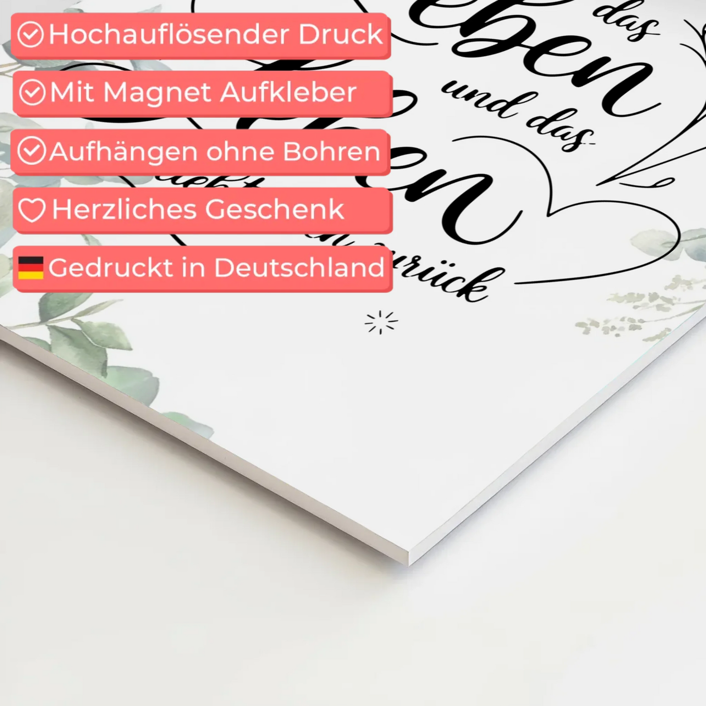 Affirmation Magnet Poster Spruch Ich liebe das Leben