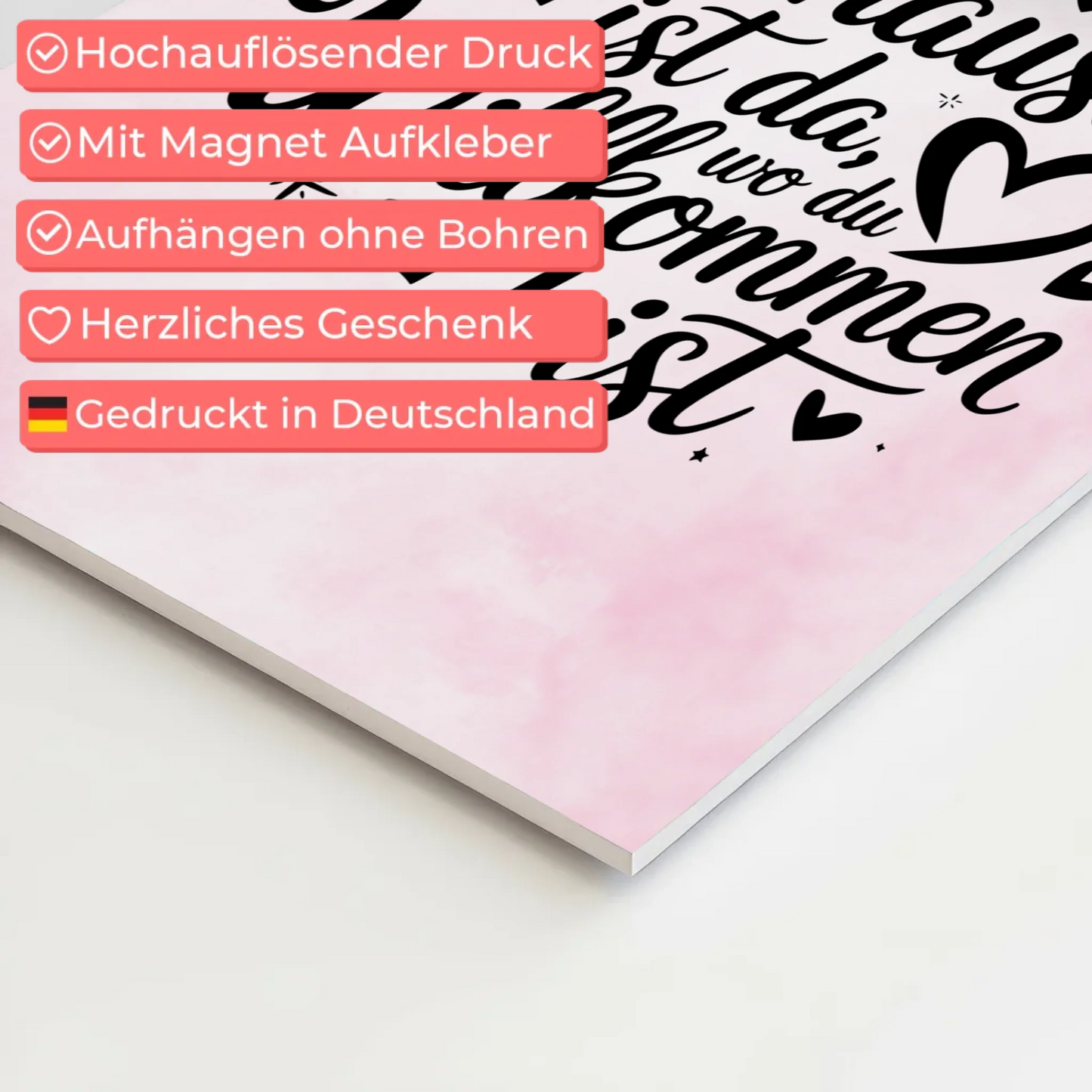 Magnet Poster mit Spruch Zuhause Willkommen Geschenk