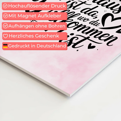 Magnet Poster mit Spruch Zuhause Willkommen Geschenk