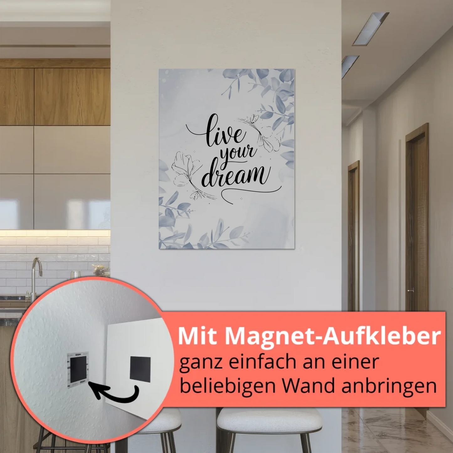 Sprüche Poster Magentisch - Live Your Dream Geschenk