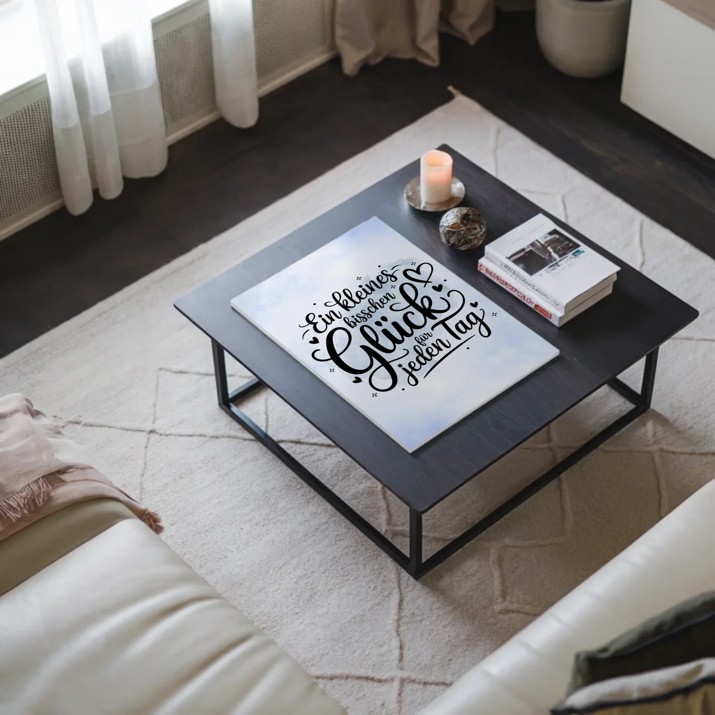 Spruch Fotoboard Magnet Wandbild - Glück für jeden Tag