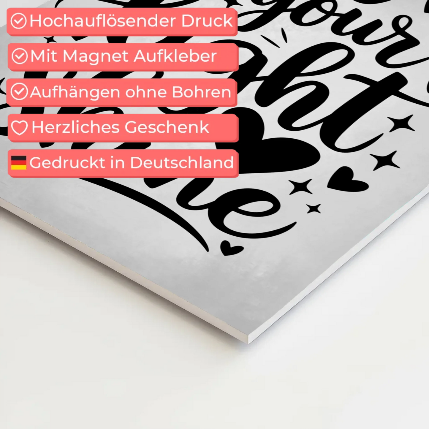 Magnet Poster mit Spruch Let your light shine Geschenk