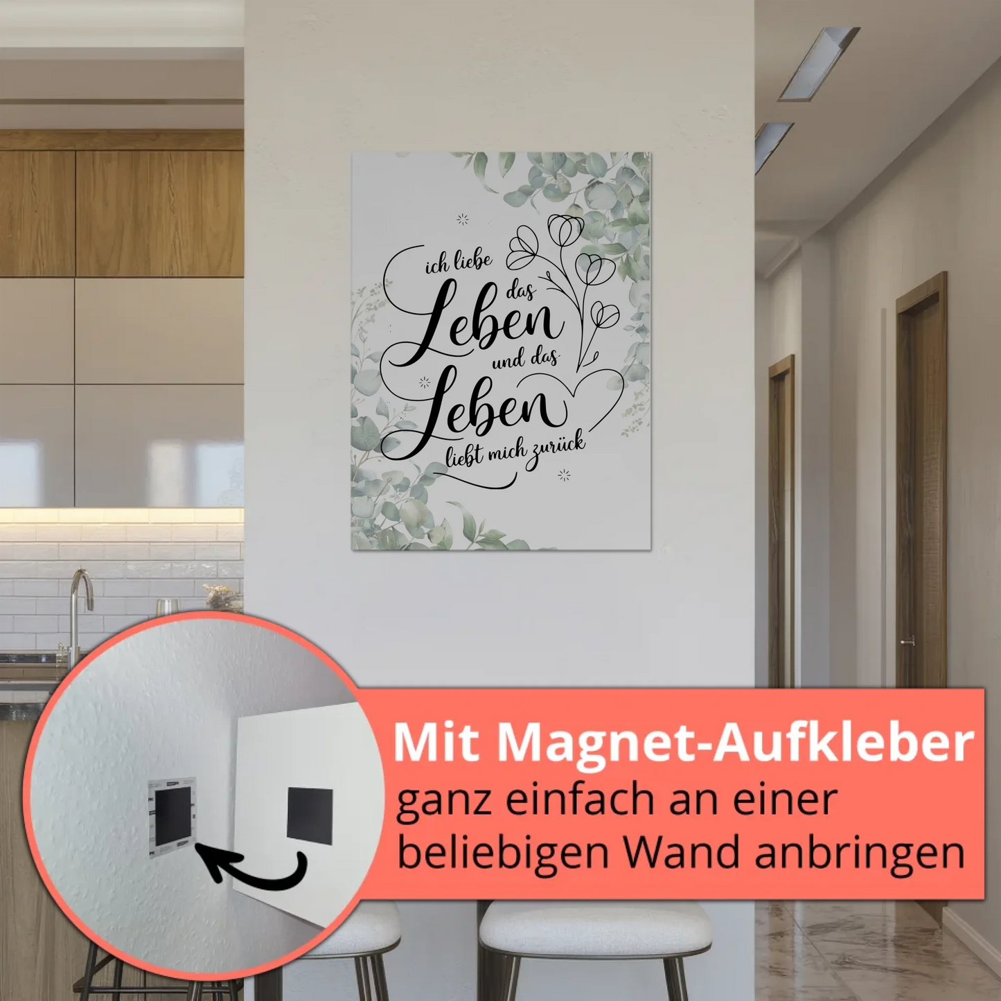 Affirmation Magnet Poster Spruch Ich liebe das Leben