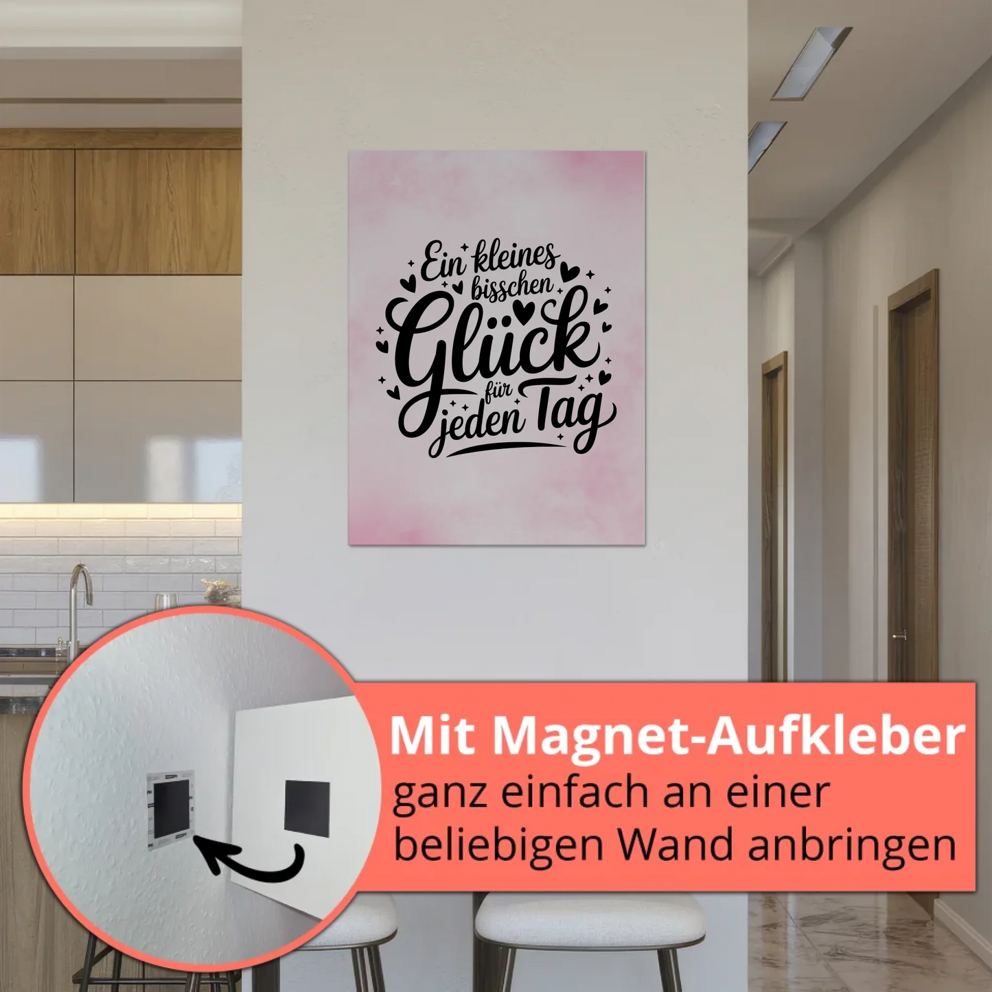 Sprüche Poster Magentisch - Glück für jeden Tag