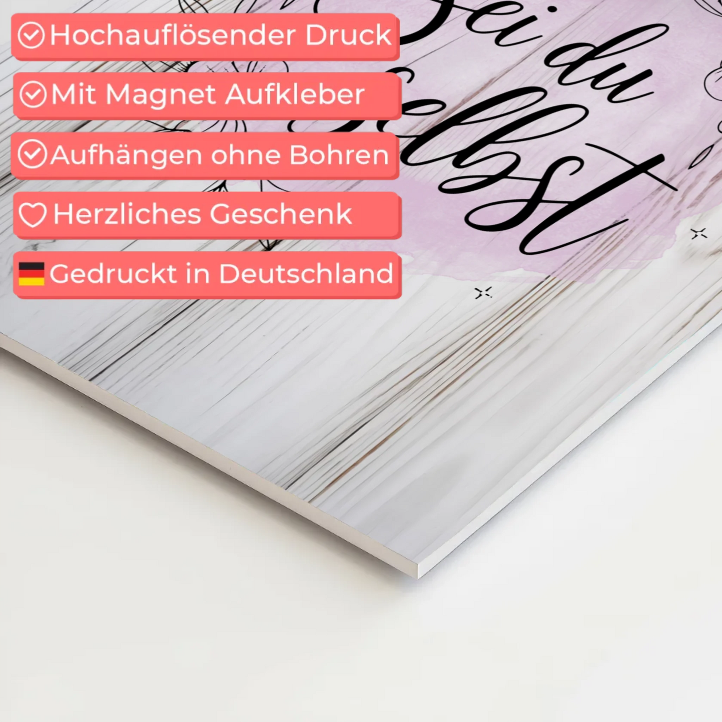 Spruch Fotoboard Magnet Wandbild Sei du selbst Geschenk