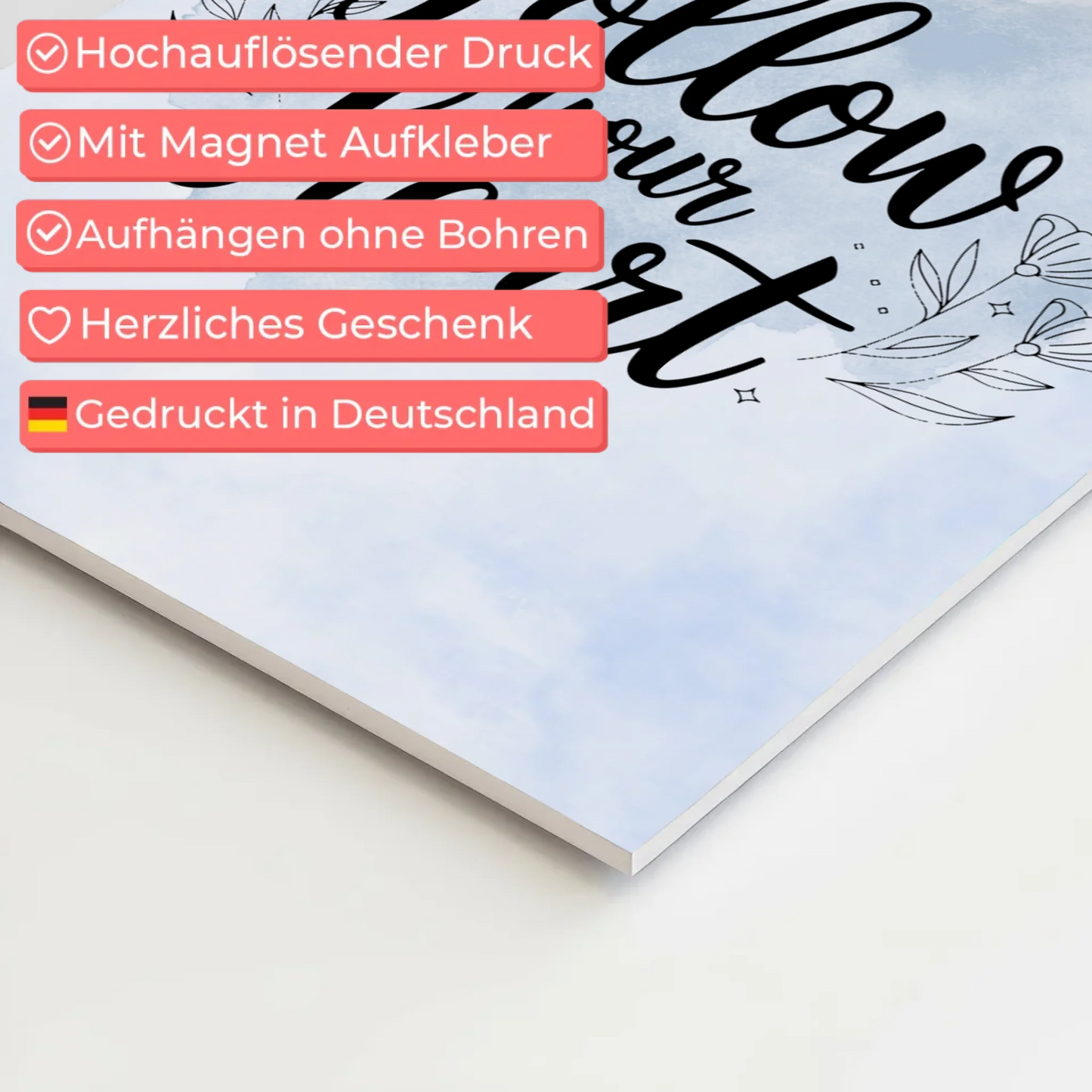 Magnet Poster Spruch Follow Your Heart personalisiert
