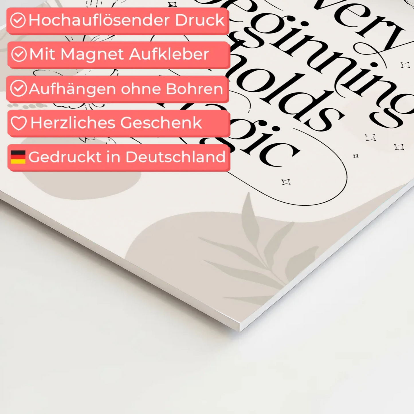 Sprüche Poster Magentisch Every Beginning Holds Magic