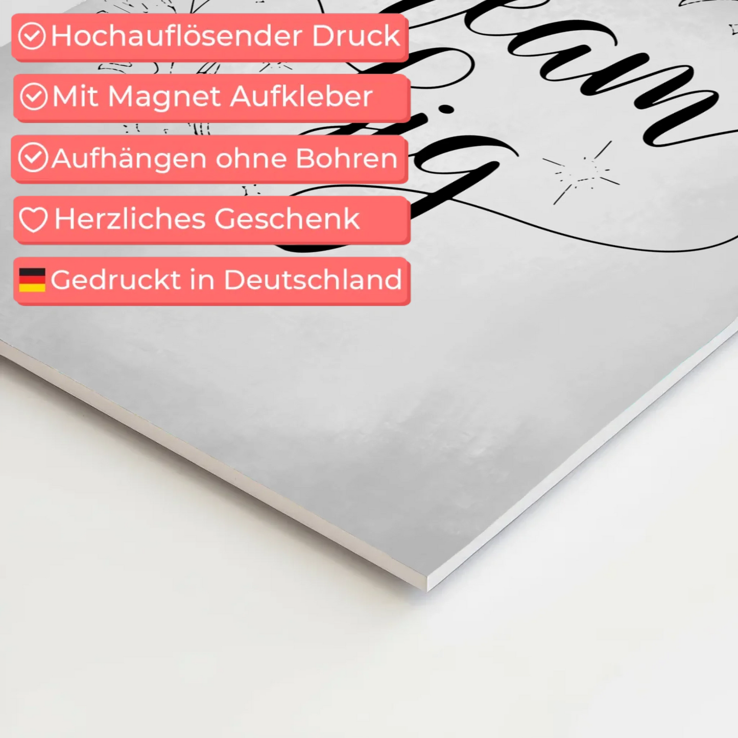 Sprüche Poster Magentisch Dream Big personalisiert