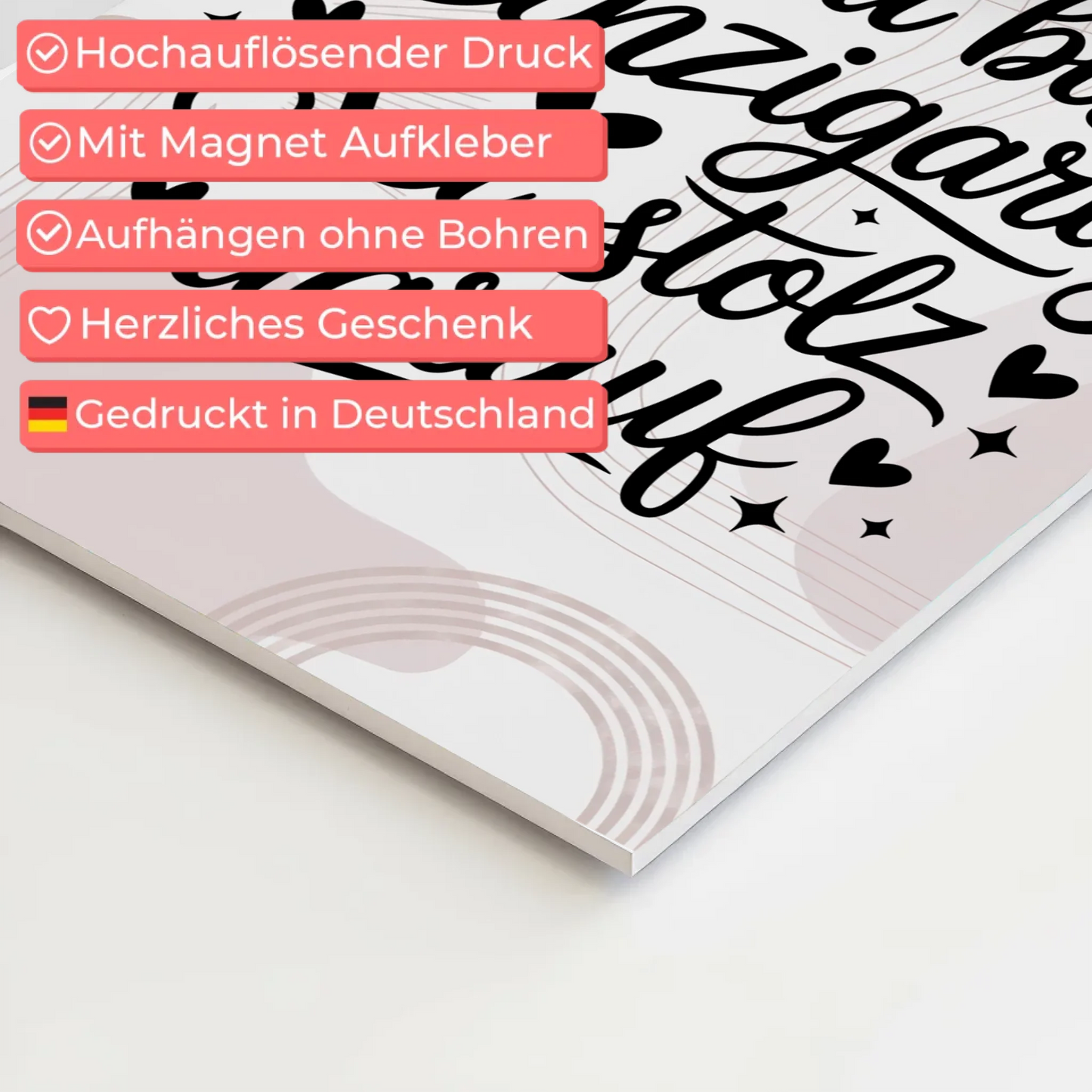 Spruch Fotoboard Magnet Wandbild - Du bist einzigartig