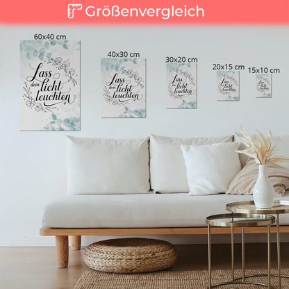 Spruch Fotoboard Magnet Wandbild Lass dein Licht leuchten