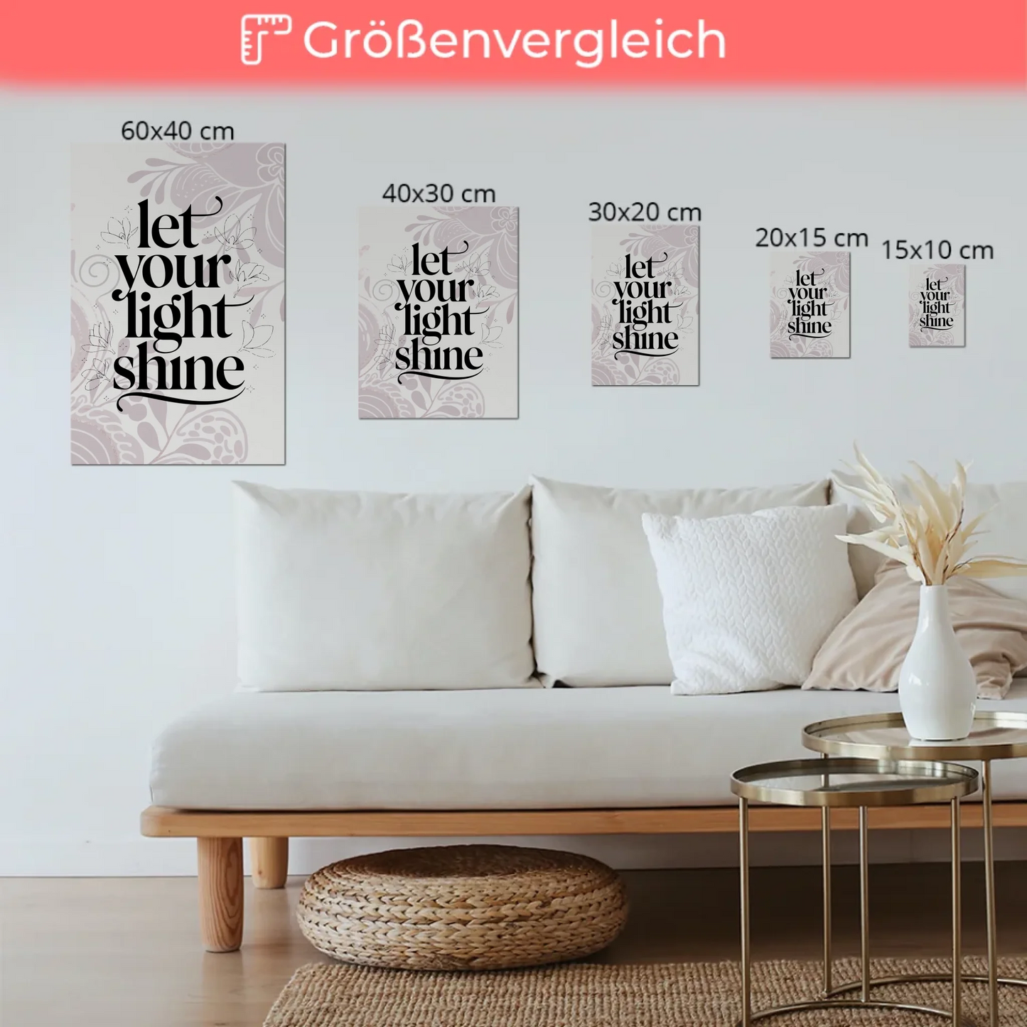 Spruch Fotoboard Magnet Wandbild Let Your Light Shine