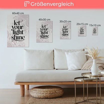 Spruch Fotoboard Magnet Wandbild Let Your Light Shine