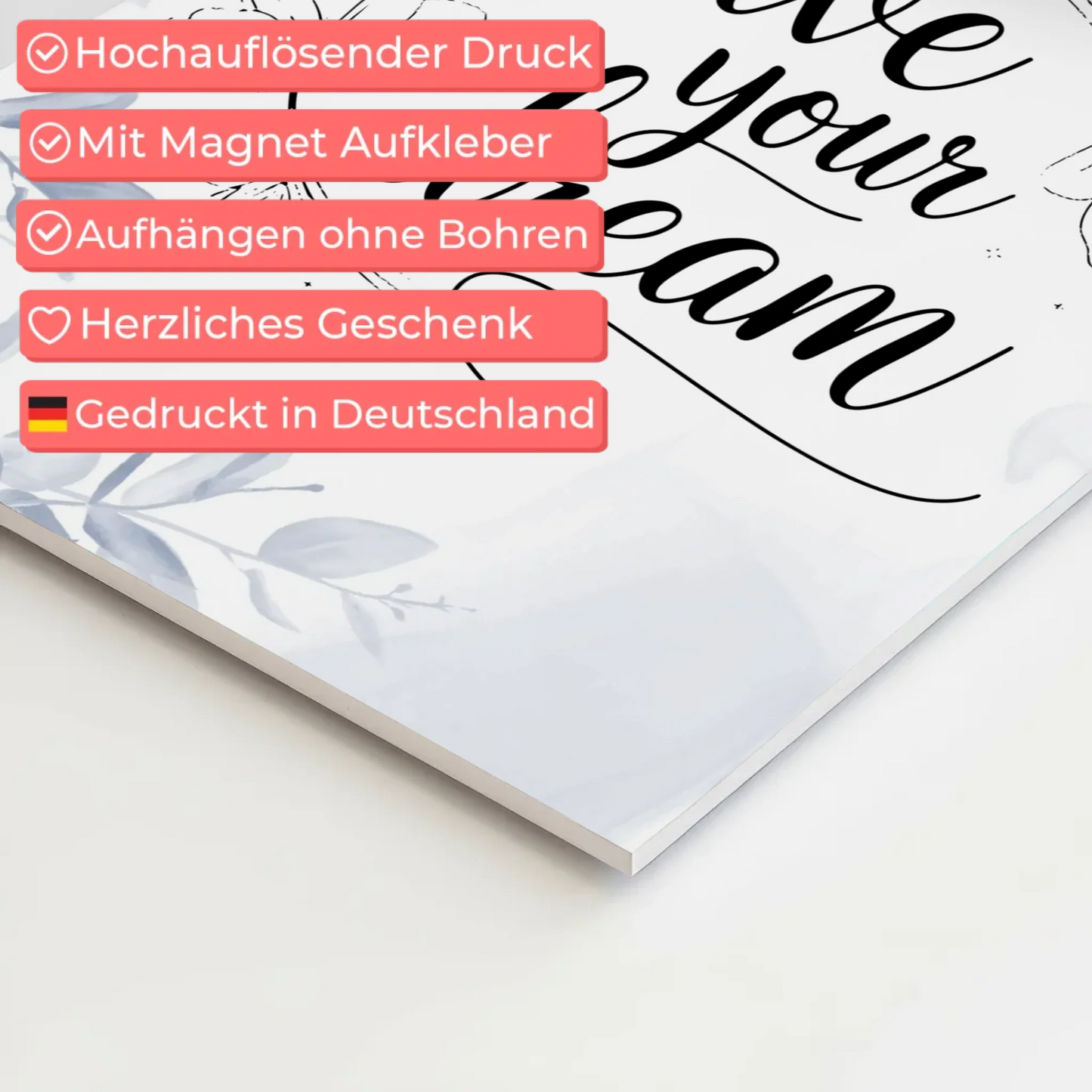 Sprüche Poster Magentisch - Live Your Dream Geschenk