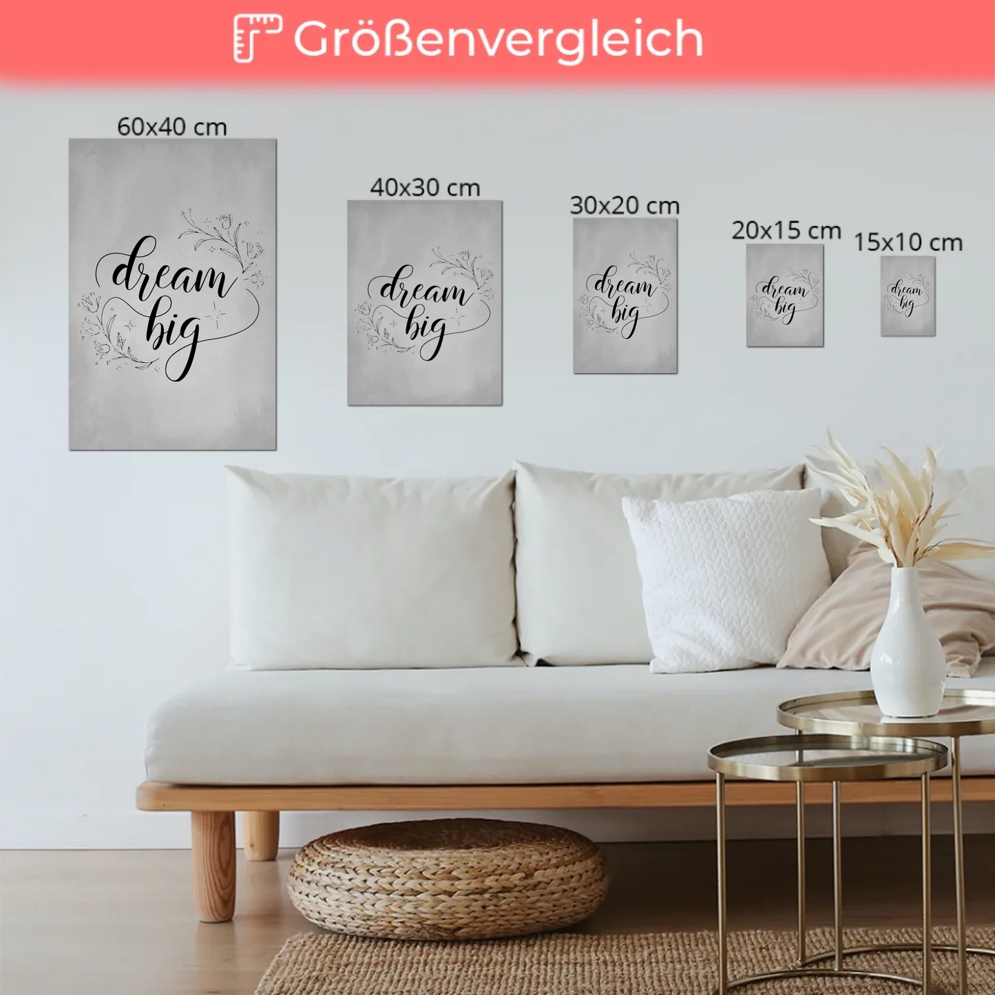 Sprüche Poster Magentisch Dream Big personalisiert