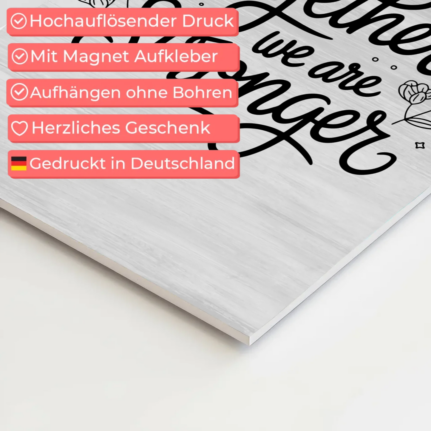 Spruch Fotoboard Magnet Wandbild Together We Are Stronger