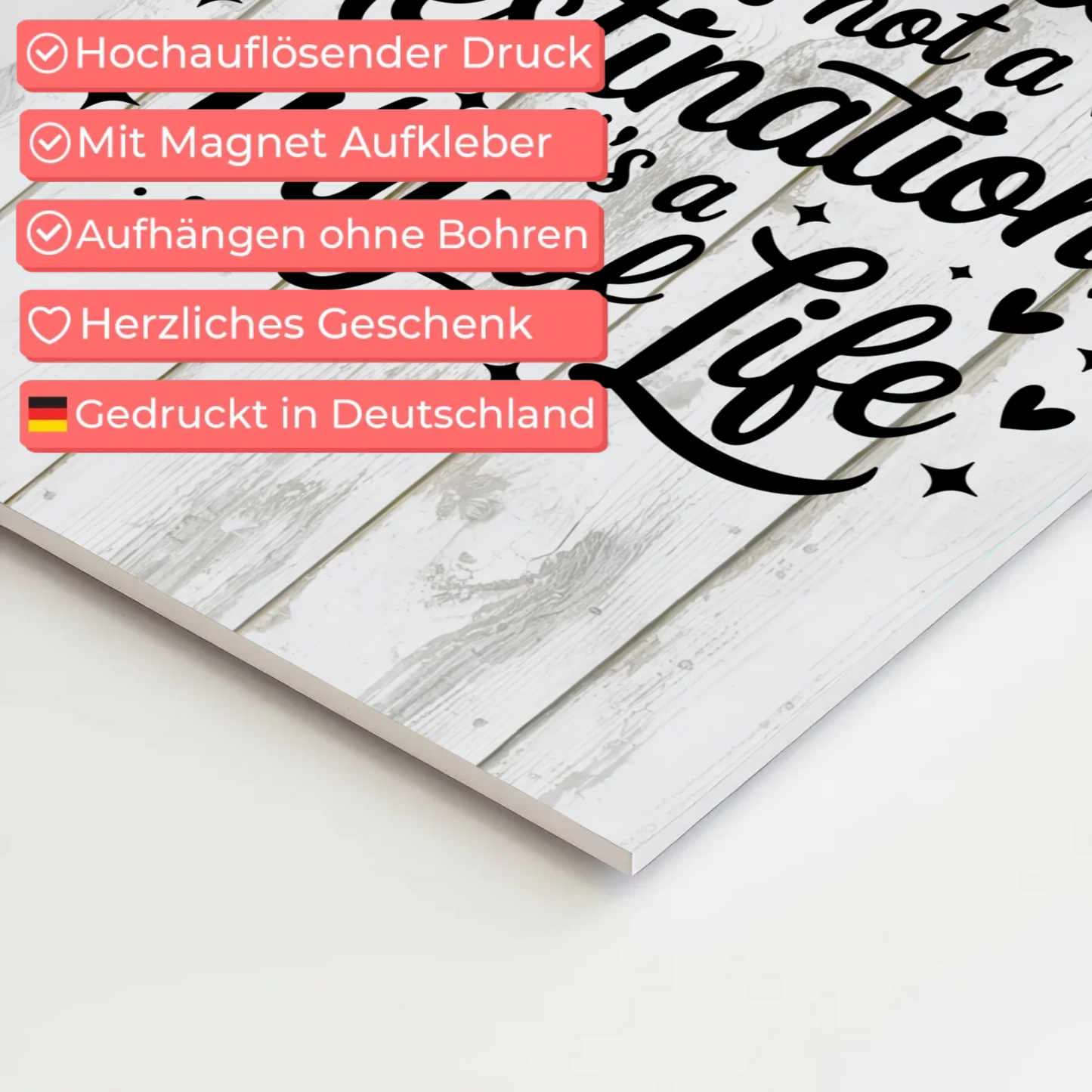 Magnet Poster mit Spruch Happiness is not a destination