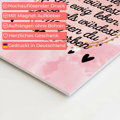 Magnet Poster Spruch Träume Lebe Ewig Leben Morgen