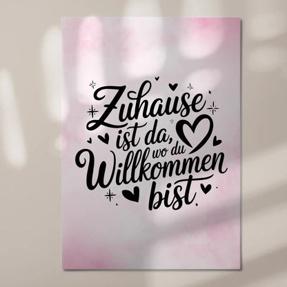 Magnet Poster mit Spruch Zuhause Willkommen Geschenk