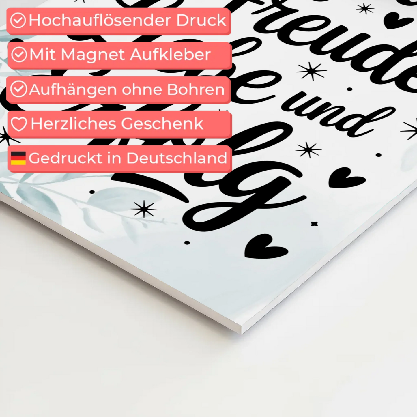 Affirmation Magnet Poster - Positiv: Freude, Liebe, Erfolg