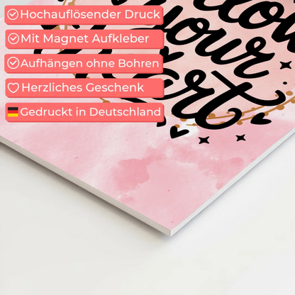 Sprüche Poster Magentisch - Follow Your Heart Design