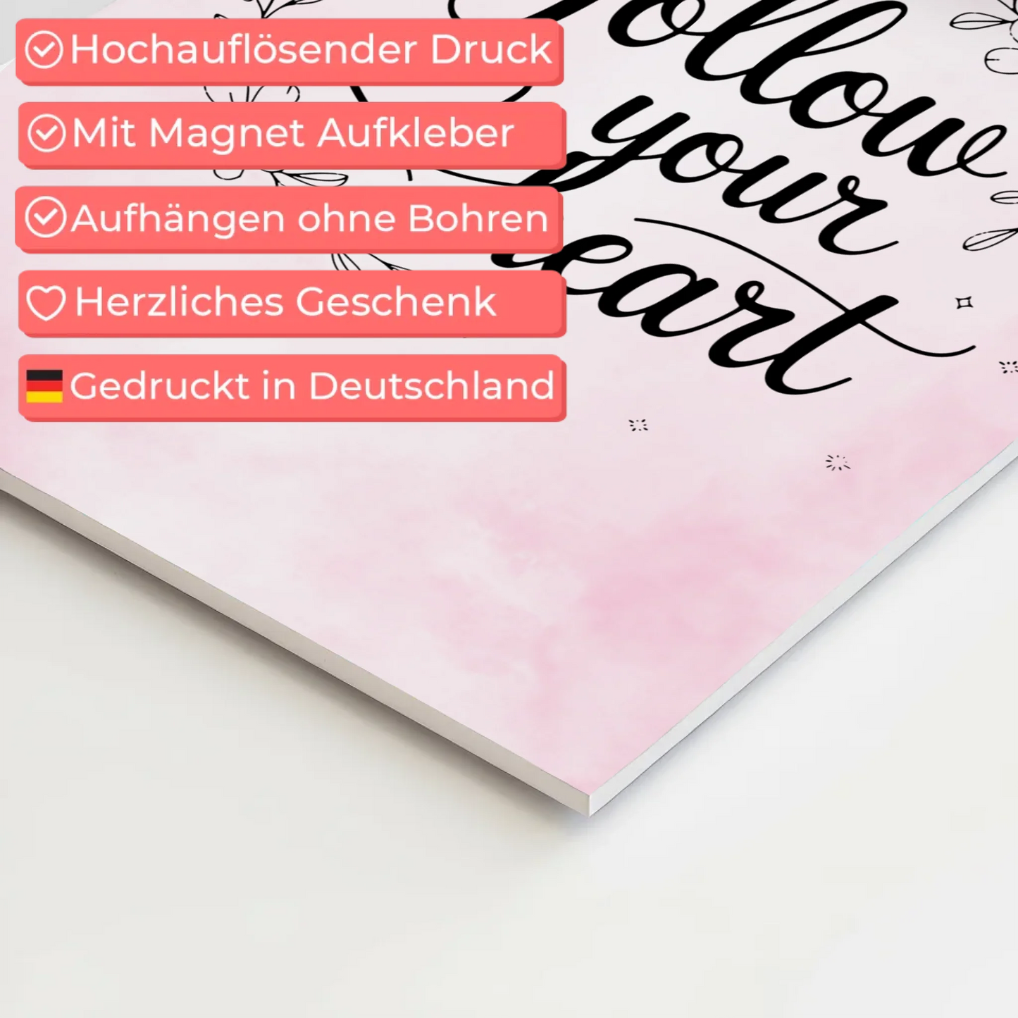 Spruch Fotoboard Magnet Wandbild Follow Your Heart