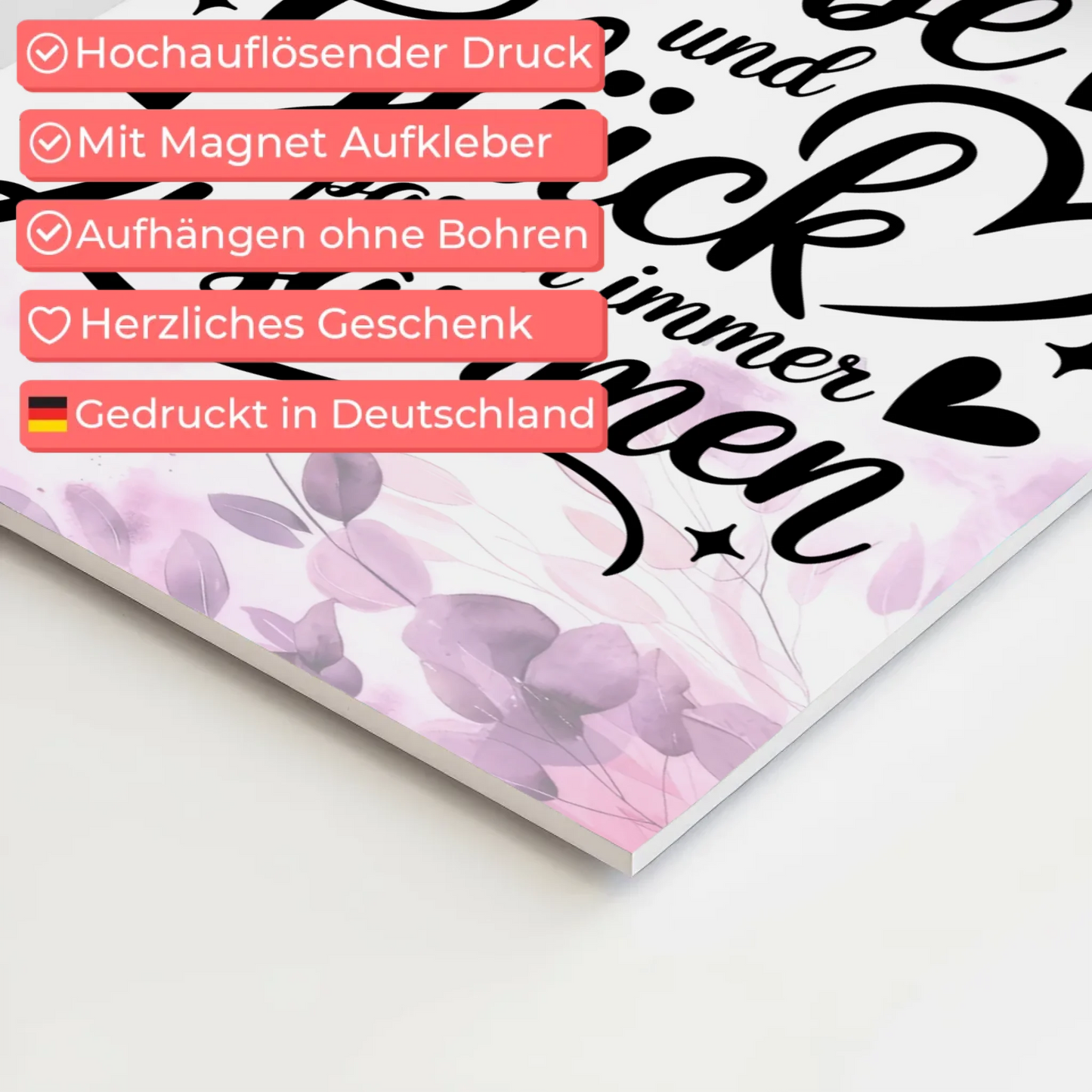 Spruch Fotoboard Magnet Wandbild Liebe Glück Geschenk