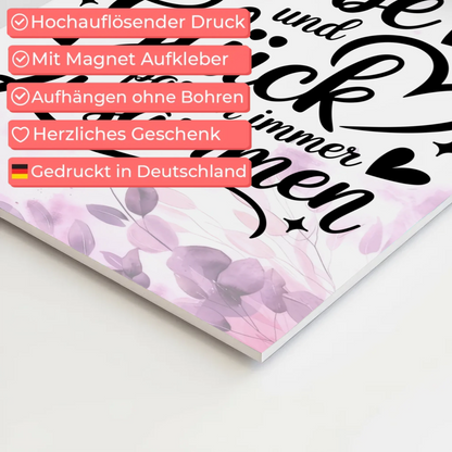 Spruch Fotoboard Magnet Wandbild Liebe Glück Geschenk