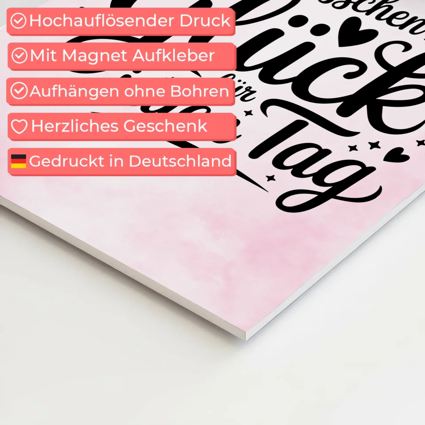 Sprüche Poster Magentisch - Glück für jeden Tag