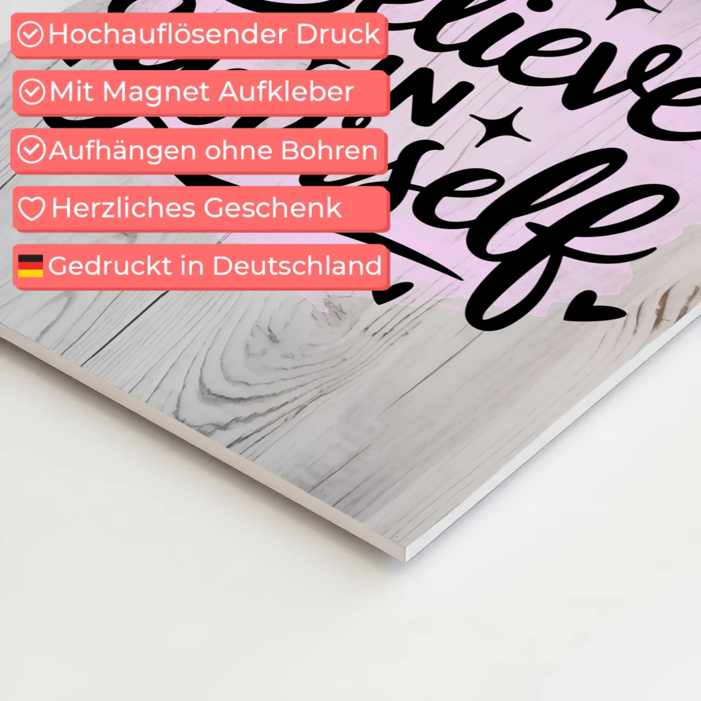 Sprüche Poster Magentisch - Believe in Yourself Geschenk