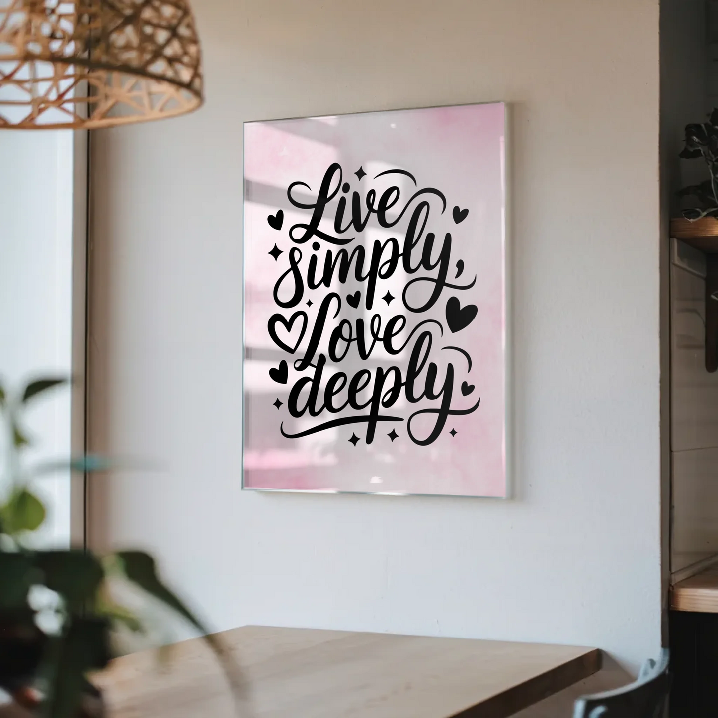 Wandbild Acrylglas Live Simply Love Deeply Geschenk