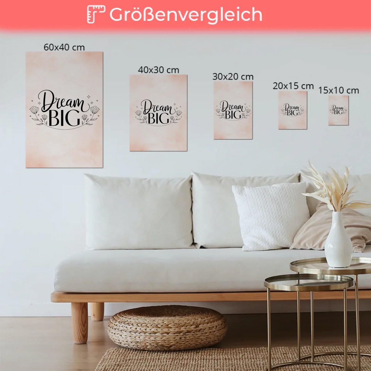 Spruch Fotoboard Magnet Wandbild Dream Big Geschenk