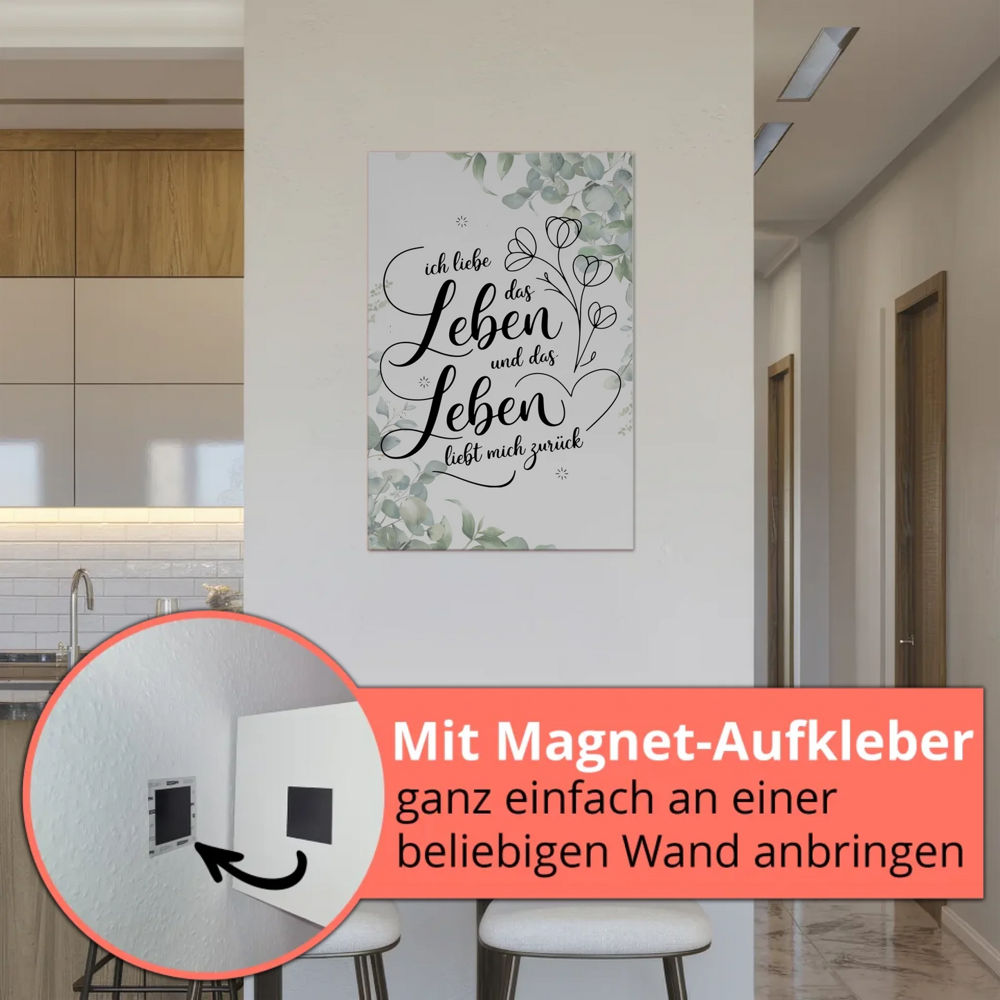 Affirmation Magnet Poster Spruch Ich liebe das Leben
