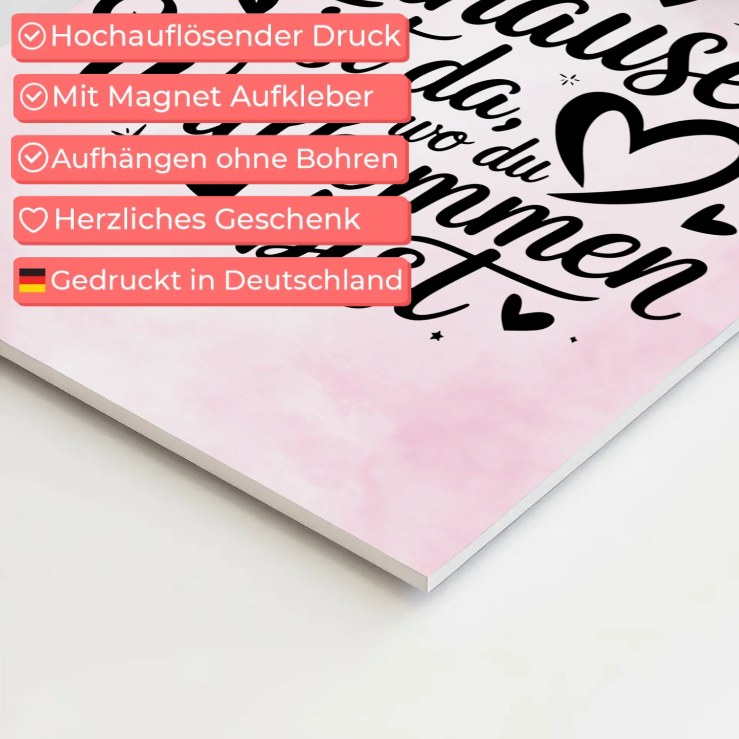 Magnet Poster mit Spruch Zuhause Willkommen Geschenk