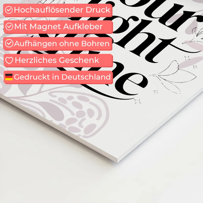 Spruch Fotoboard Magnet Wandbild Let Your Light Shine
