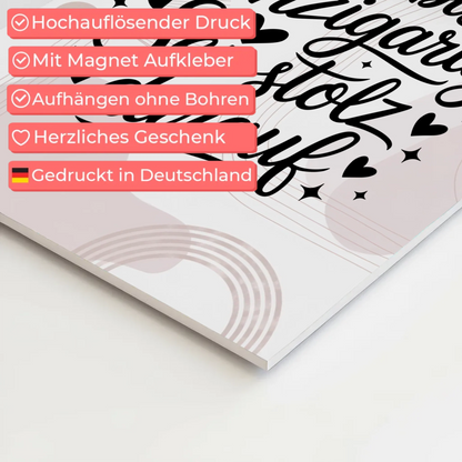 Spruch Fotoboard Magnet Wandbild - Du bist einzigartig