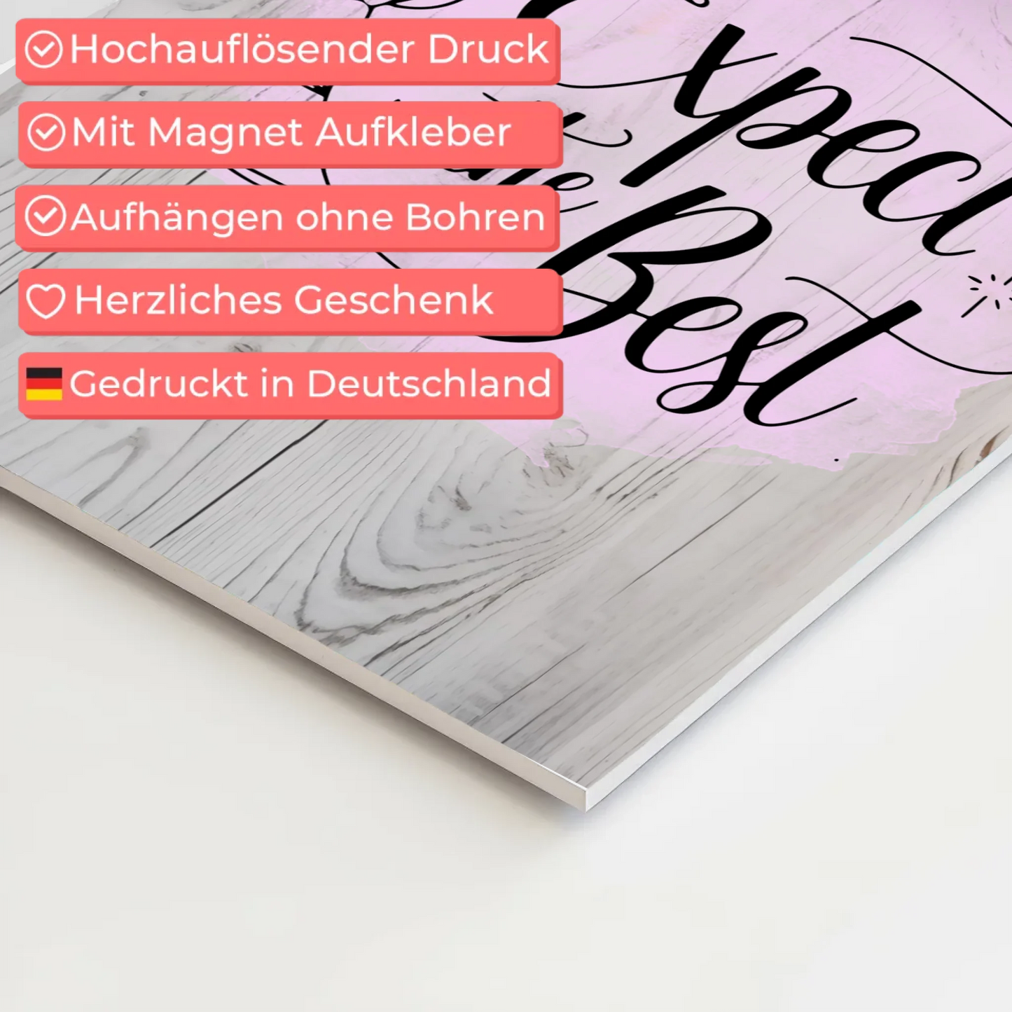 Magnet Poster mit Spruch Expect the Best personalisiert