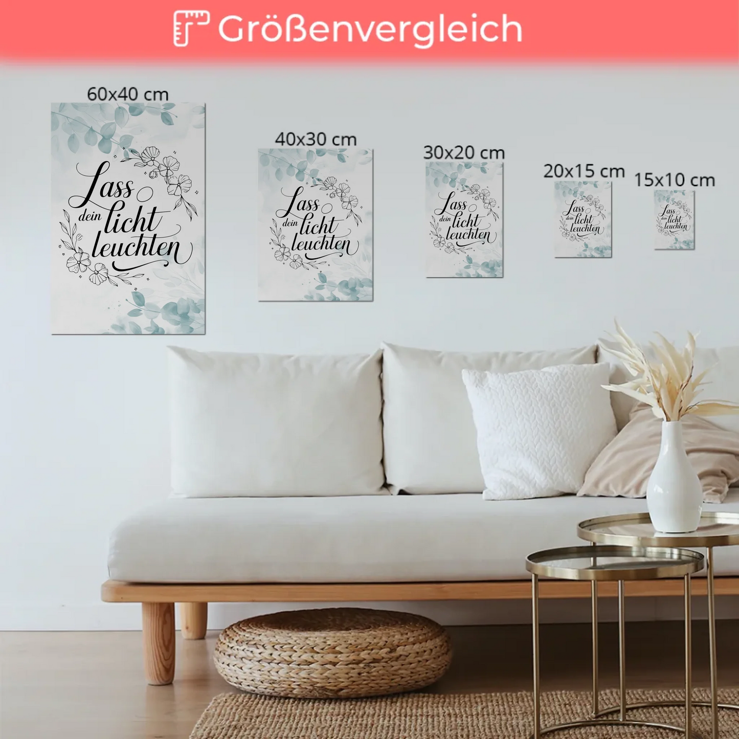 Spruch Fotoboard Magnet Wandbild Lass dein Licht leuchten