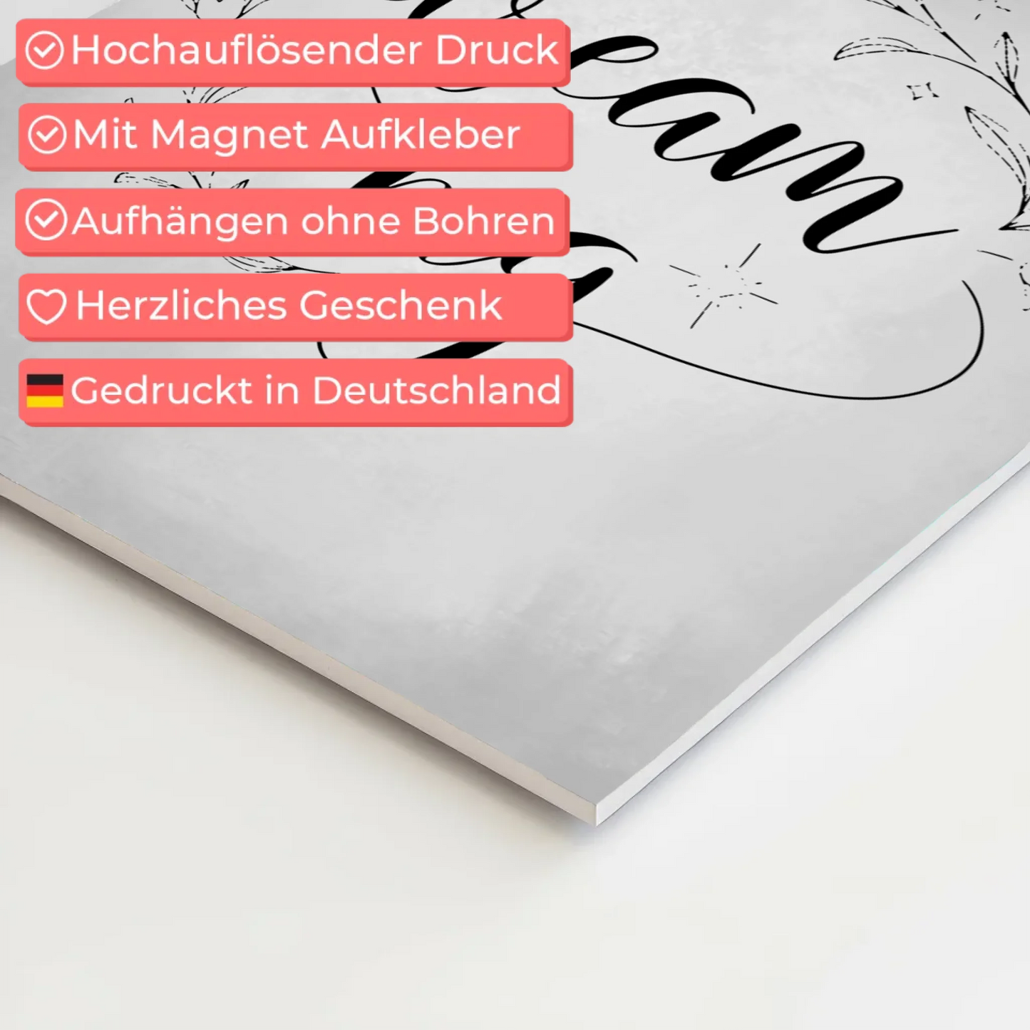 Sprüche Poster Magentisch Dream Big personalisiert