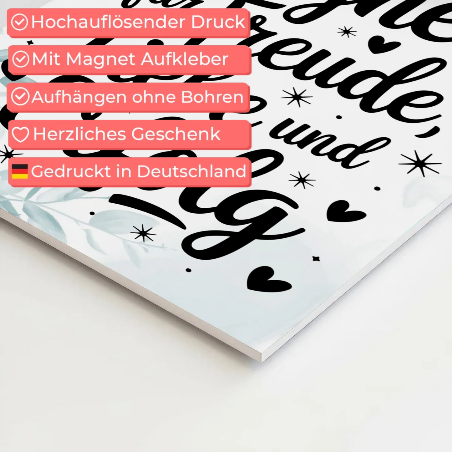 Affirmation Magnet Poster - Positiv: Freude, Liebe, Erfolg