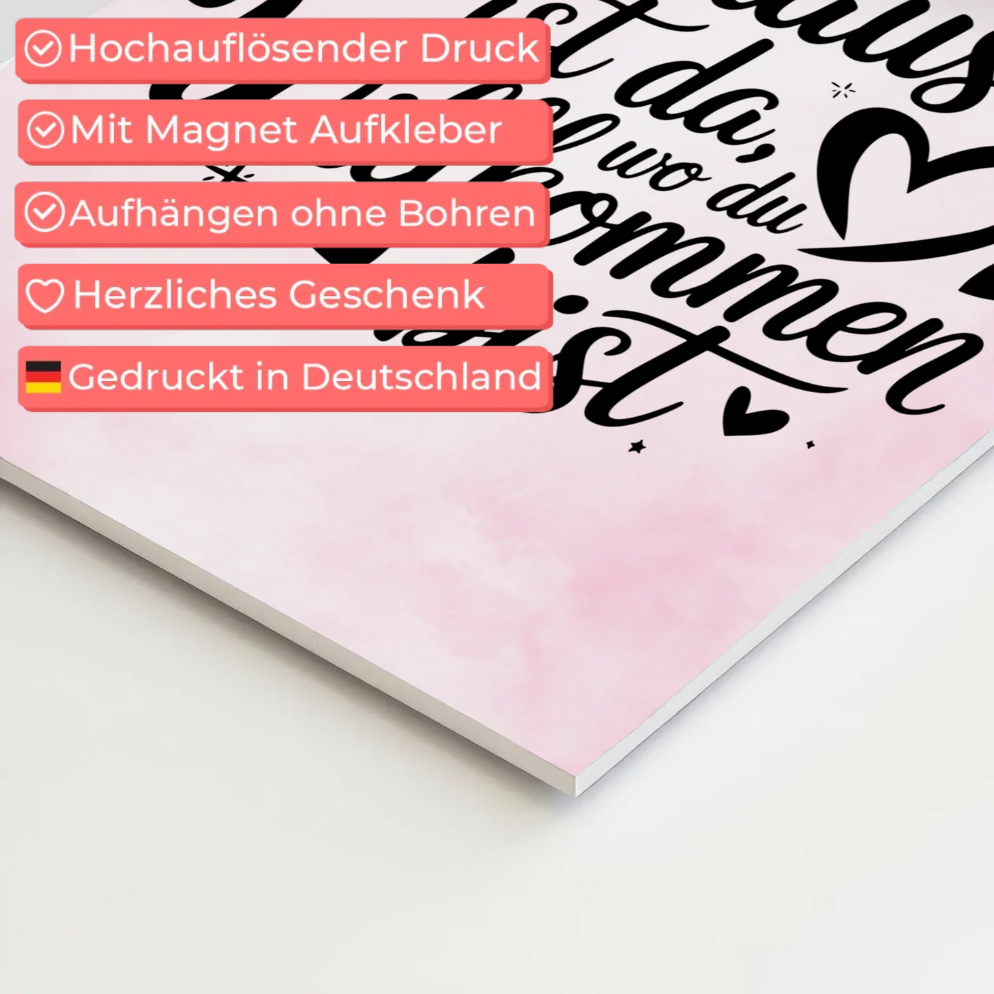 Magnet Poster mit Spruch Zuhause Willkommen Geschenk