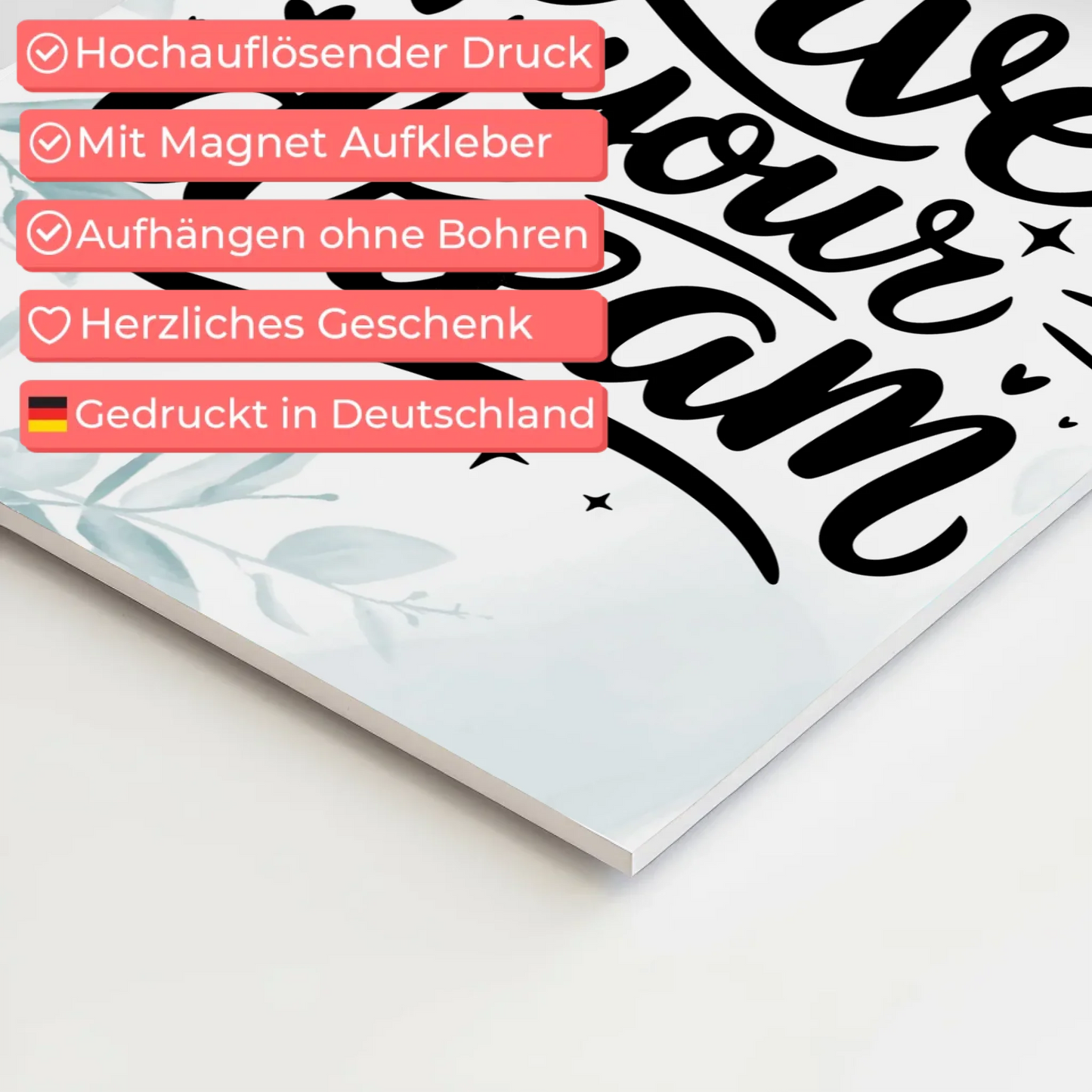 Magnet Poster mit Spruch Live your dream personalisiert